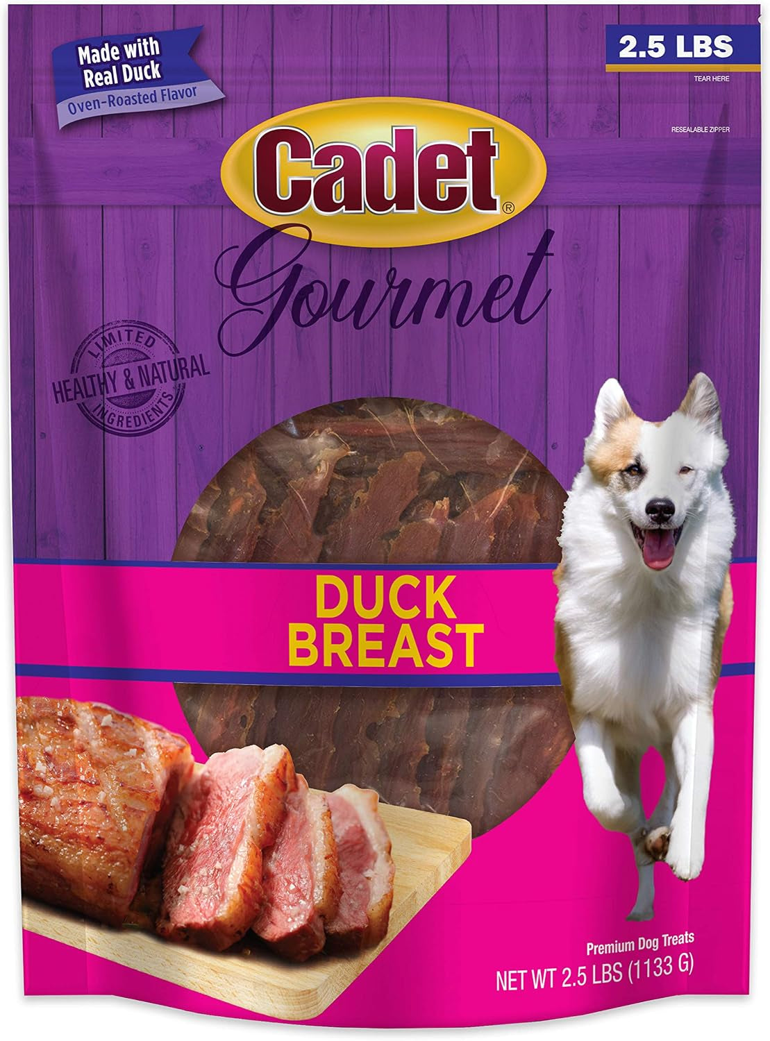 Gourmet Duck Jerky Dog Treats for Training - Healthy & Natural Dog Training Treats for Small & Large Breeds - Inspected & Tested in USA (40 Oz.)