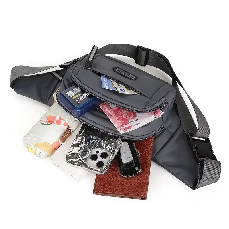 Men Canvas Fit Waistpack Mobile Fanny Waist Packs Men'S Sports Outdoor Leisure Running anti Theft Ultra Thin Invisible Waist Bag