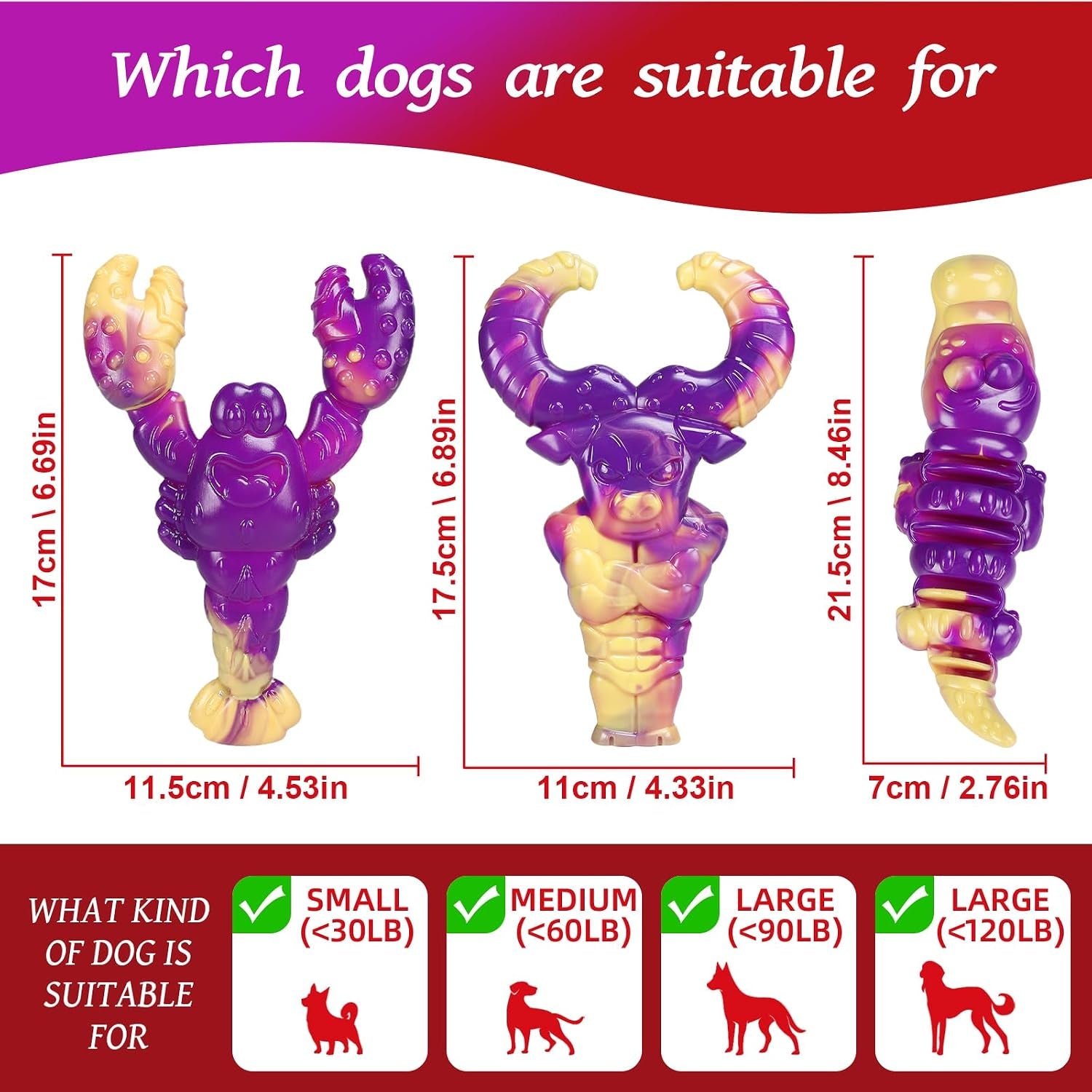 Indestructible Dog Toys for Aggressive Chewers, Tough Dog Toys for Large Dogs, Durable Dog Chew Toys to Keep Them Busy, Interactive Aggressive Chew Toys for Medium Dogs, Beef Flavor (Cro+Lob)