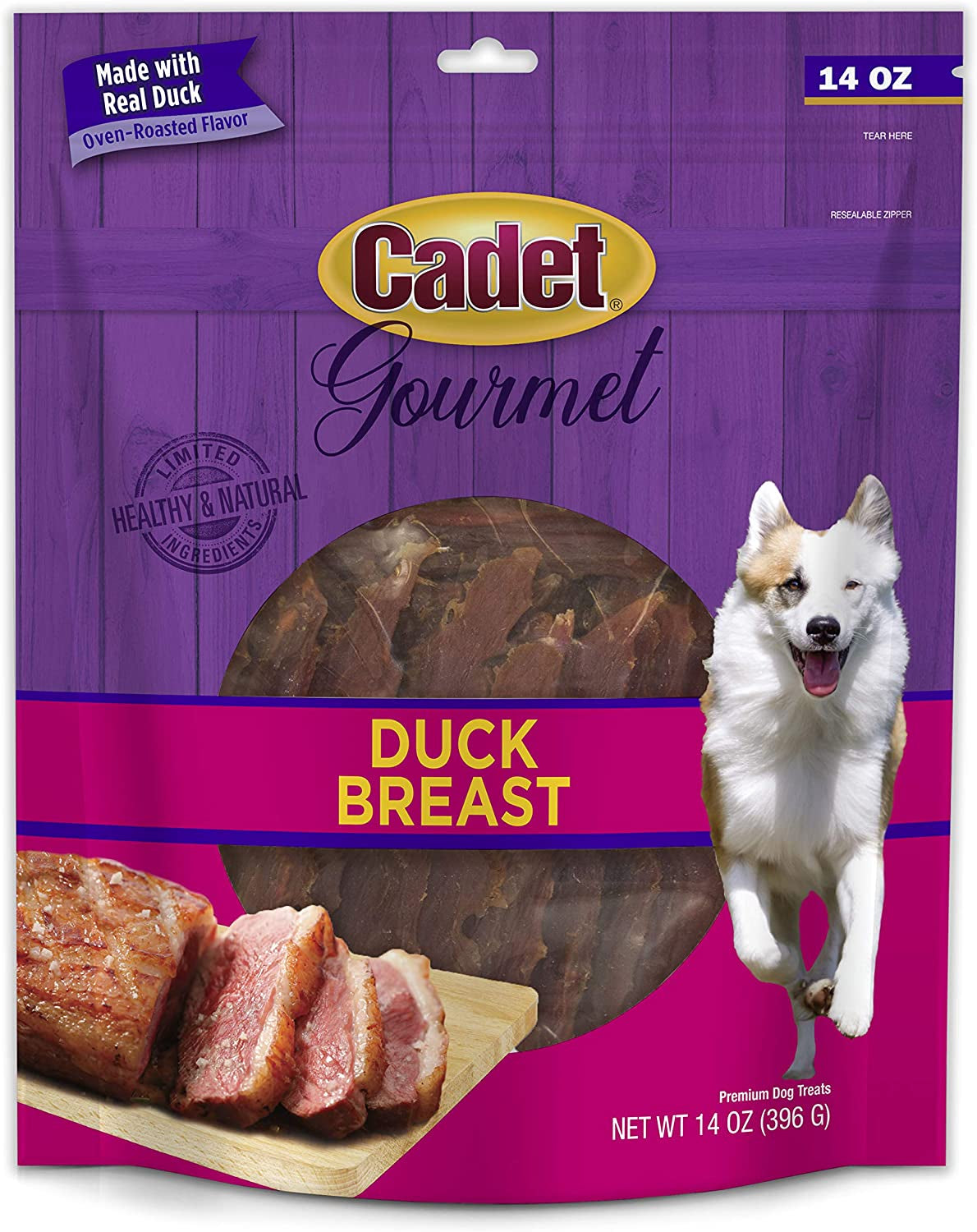 Gourmet Duck Jerky Dog Treats for Training - Healthy & Natural Dog Training Treats for Small & Large Breeds - Inspected & Tested in USA (14 Oz.)