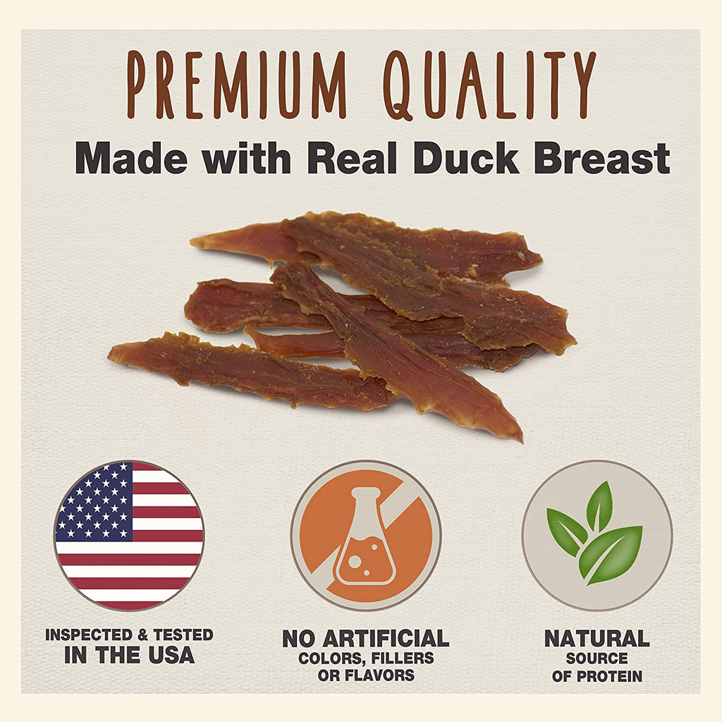 Gourmet Duck Jerky Dog Treats for Training - Healthy & Natural Dog Training Treats for Small & Large Breeds - Inspected & Tested in USA (14 Oz.)