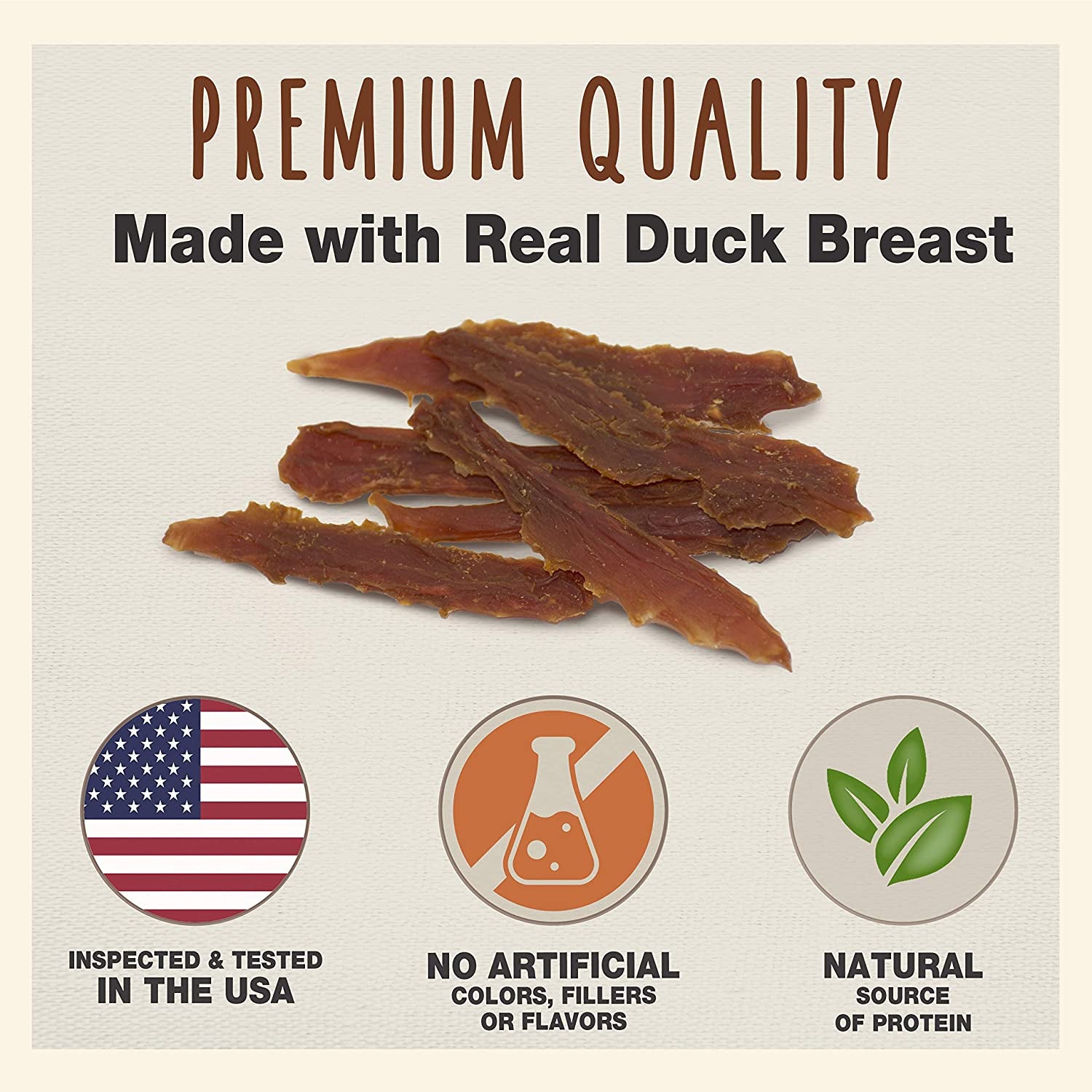 Gourmet Duck Jerky Dog Treats for Training - Healthy & Natural Dog Training Treats for Small & Large Breeds - Inspected & Tested in USA (14 Oz.)