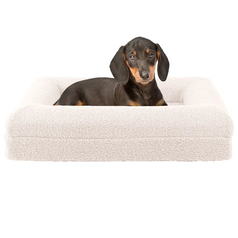 Orthopedic Dog Bed - Dog Bed with Supportive Bolster, Nonslip Bottom, and Removable Washable Cover - Memory Foam Puppy Bed - Dog Products