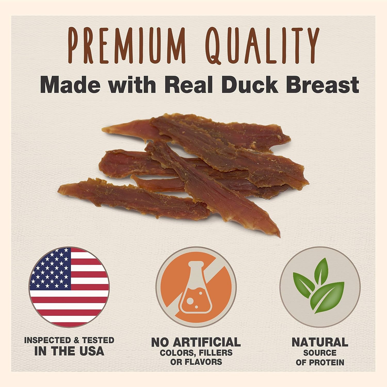 Gourmet Duck Jerky Dog Treats for Training - Healthy & Natural Dog Training Treats for Small & Large Breeds - Inspected & Tested in USA (40 Oz.)