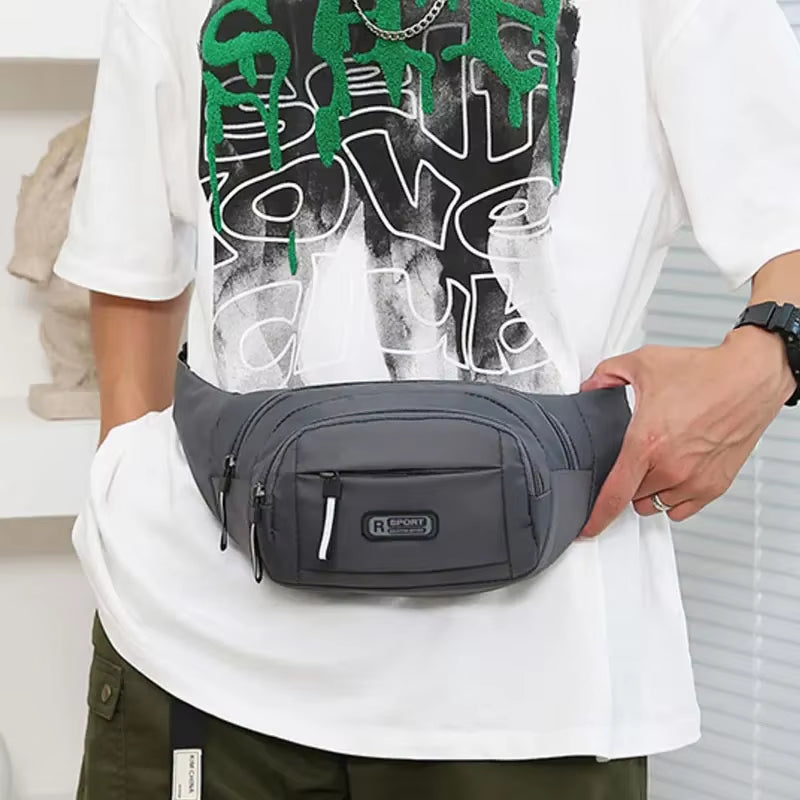 Men Canvas Fit Waistpack Mobile Fanny Waist Packs Men'S Sports Outdoor Leisure Running anti Theft Ultra Thin Invisible Waist Bag