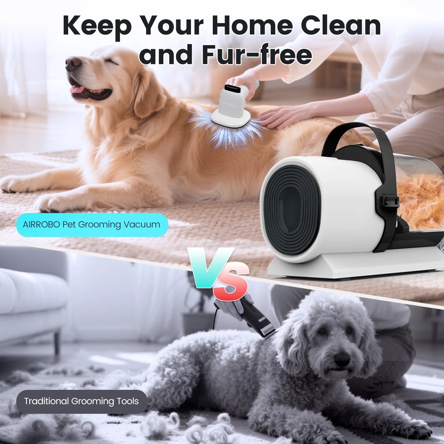 PG80 Dog Grooming Vacuum,5-In-1 Dog Grooming Kit ,11000Pa Suction Power,2.5L Dog Hair Vacuum for Shedding Dogs Cats Hair,