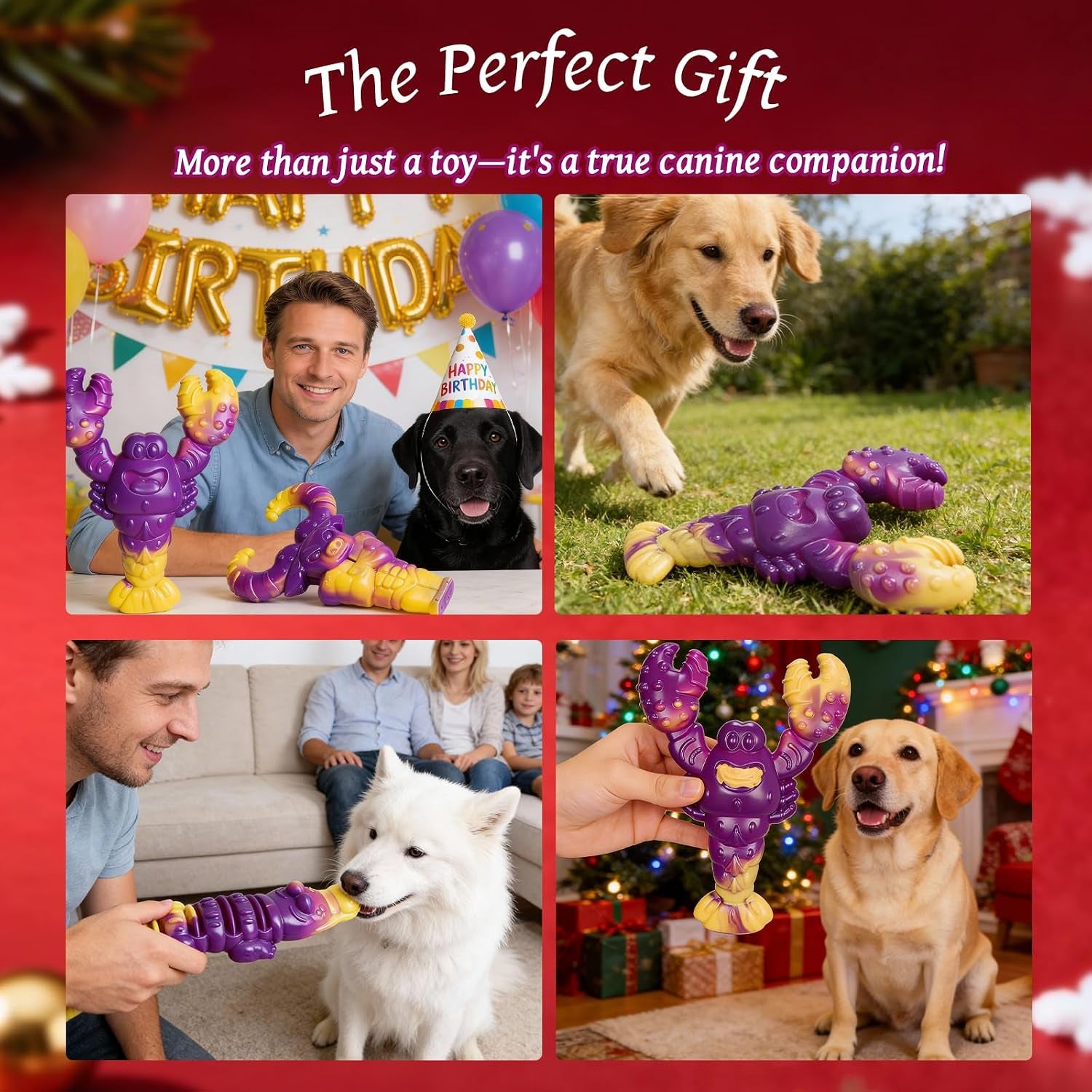 Indestructible Dog Toys for Aggressive Chewers, Tough Dog Toys for Large Dogs, Durable Dog Chew Toys to Keep Them Busy, Interactive Aggressive Chew Toys for Medium Dogs, Beef Flavor (Cro+Lob)