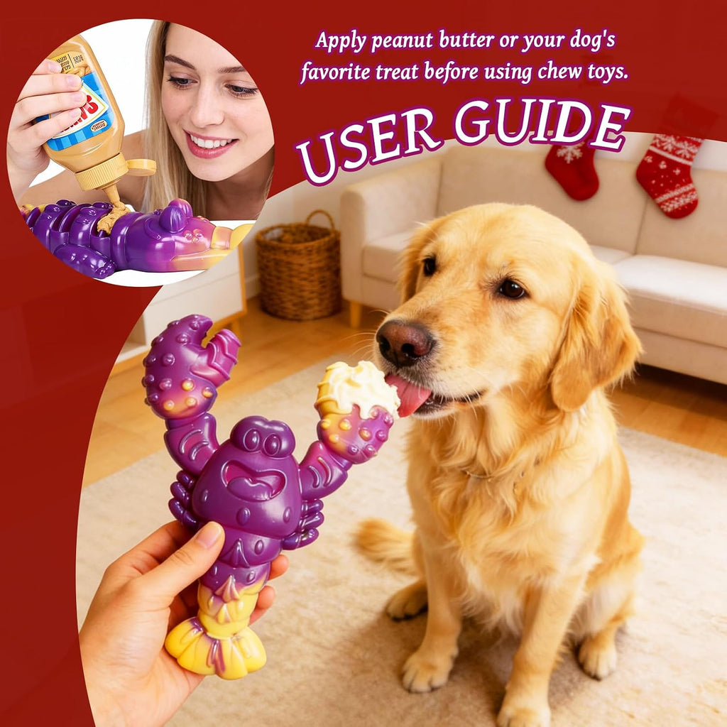 Indestructible Dog Toys for Aggressive Chewers, Tough Dog Toys for Large Dogs, Durable Dog Chew Toys to Keep Them Busy, Interactive Aggressive Chew Toys for Medium Dogs, Beef Flavor (Cro+Lob)